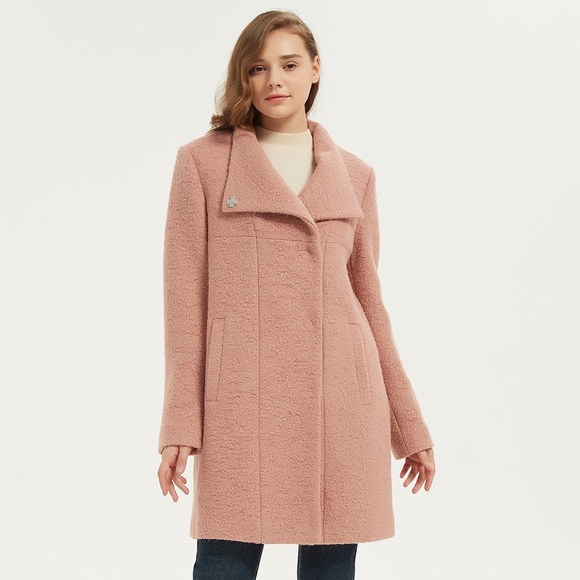 Kenneth Cole Long Pea Coat Cowl Neck Mauve - Picture 10 of 10